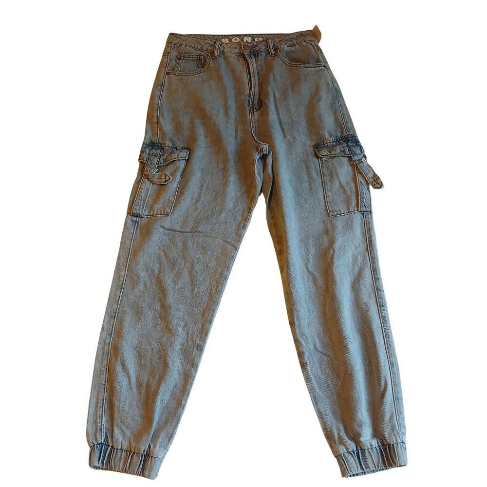 VTG 80s Sears S.O.N.G Acid Wash Denim Jogger High Waist Cargo Jeans